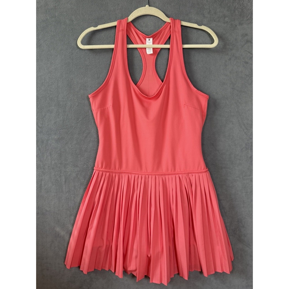 Yogalicious Sun Kissed Coral Pleated Tennis Pickleball Dress Large Women's